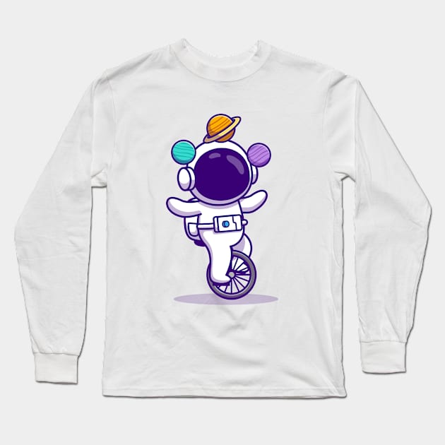 Astronaut Unicycle Long Sleeve T-Shirt by Mako Design 